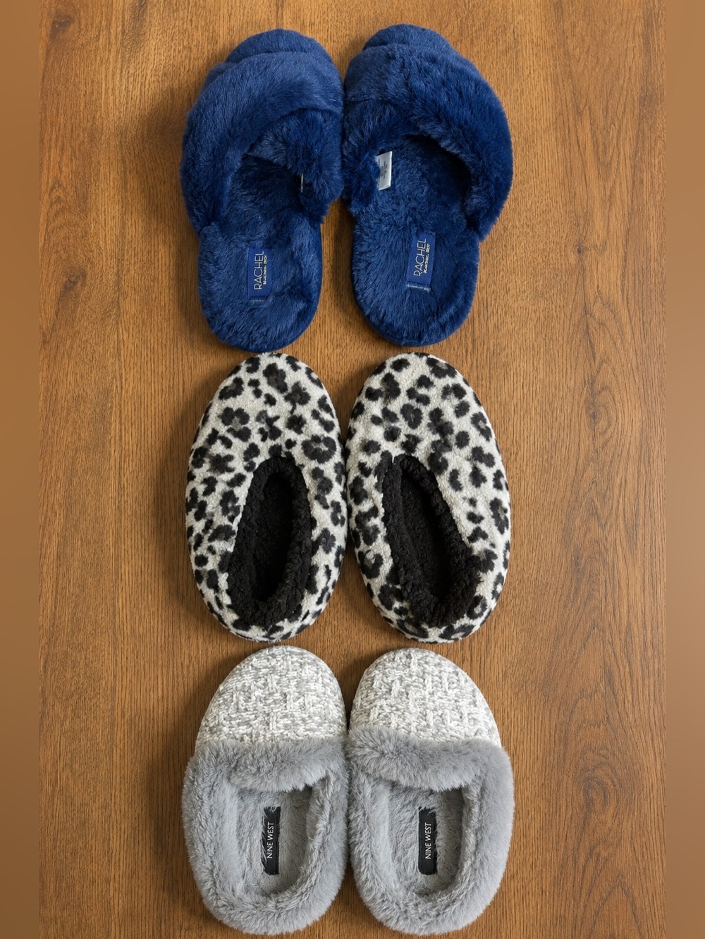 Isaac Mizrahi + Designed Plush Faux-Fur Slide Slippers in Three Pack Sz Sm-7/8